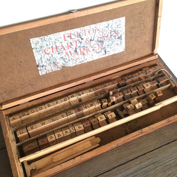 Vintage Accents Vintage Antique Fulton Chart Sign Marker Rubber